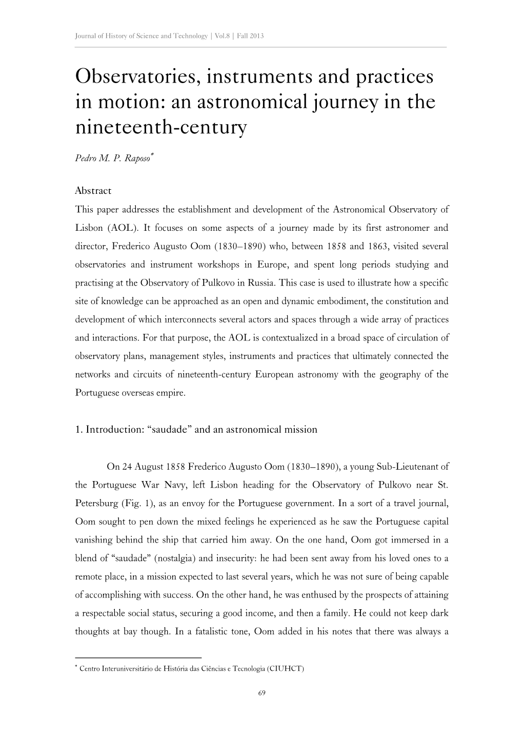 An Astronomical Journey in the Nineteenth-Century