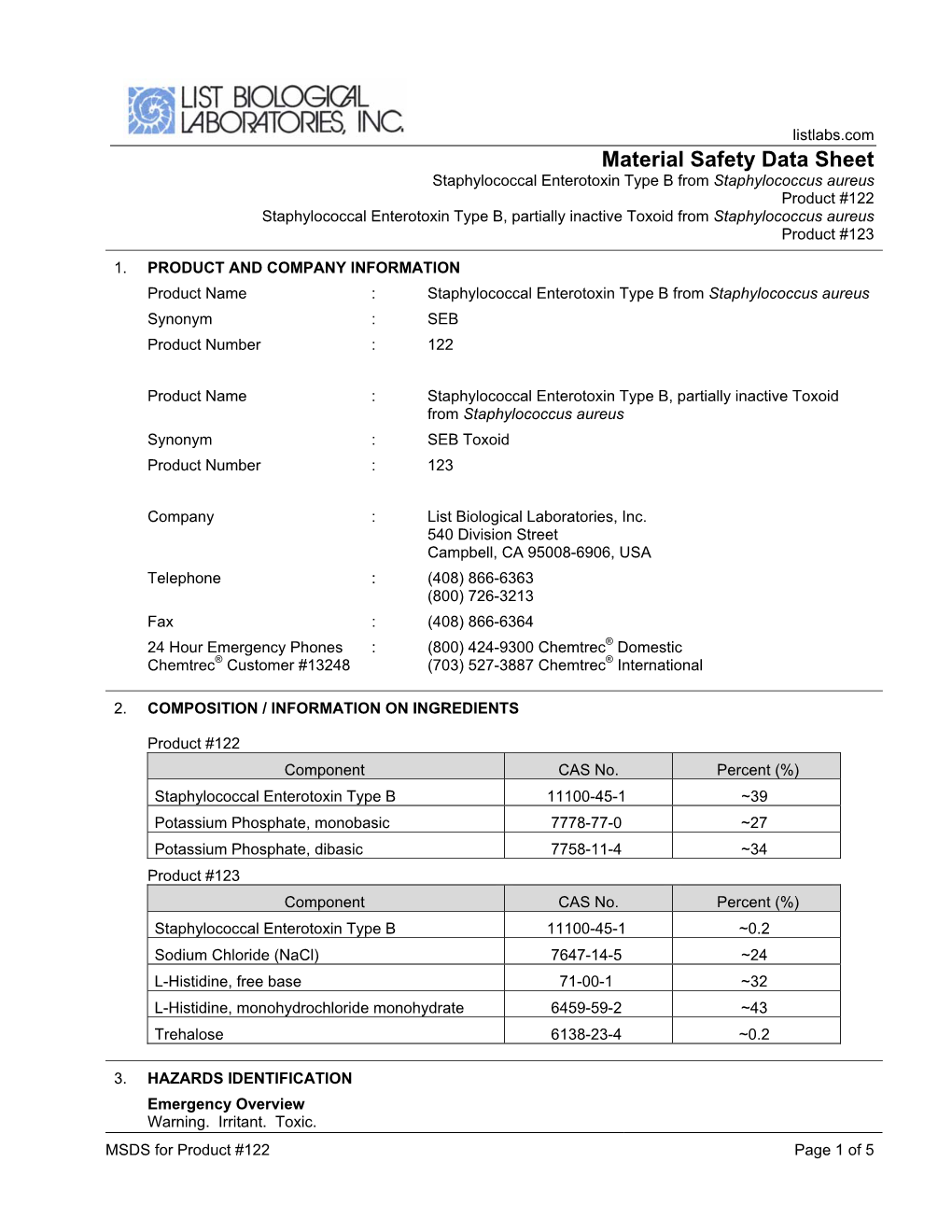 Material Safety Data Sheet