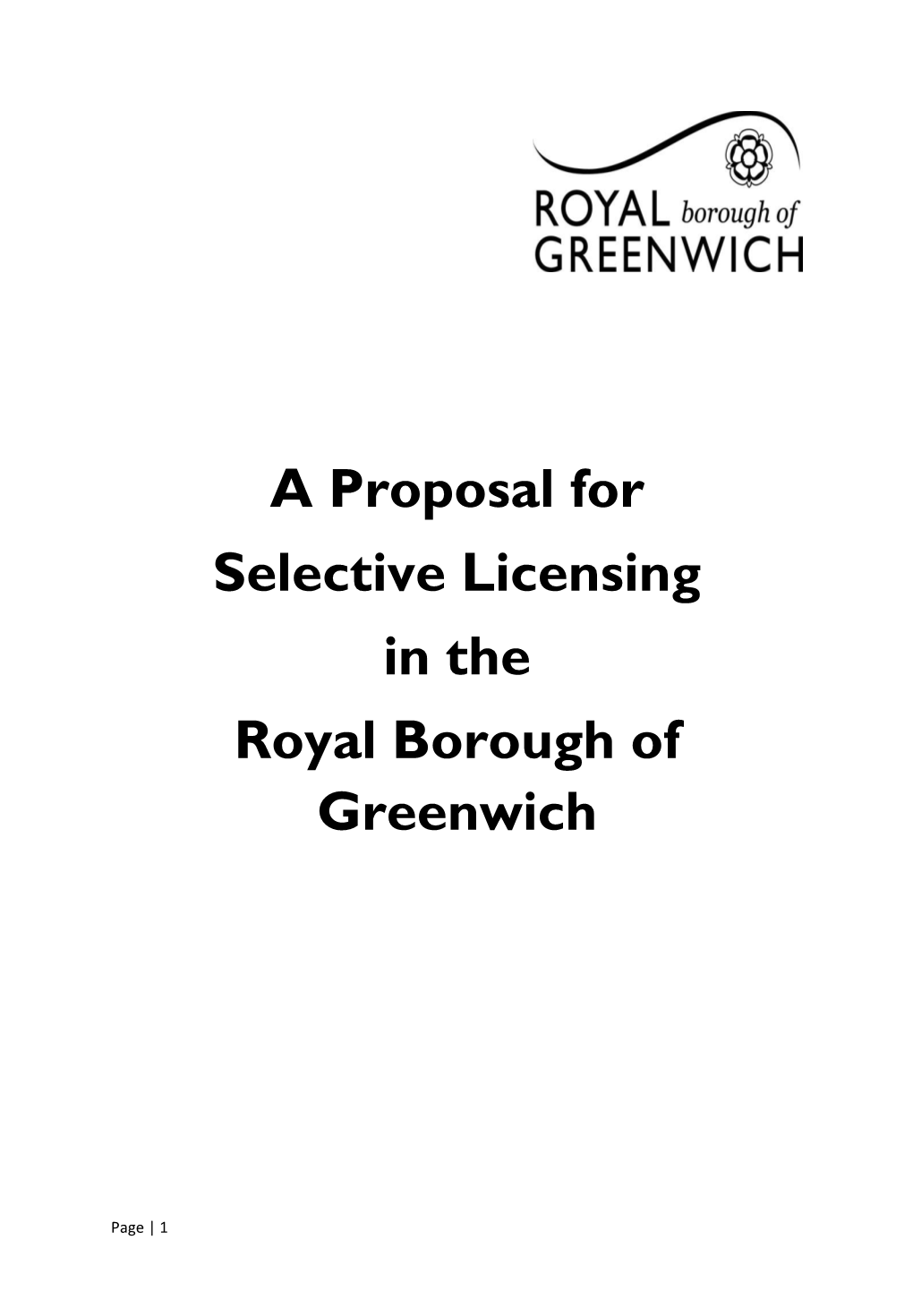 A Proposal for Selective Licensing in the Royal Borough of Greenwich