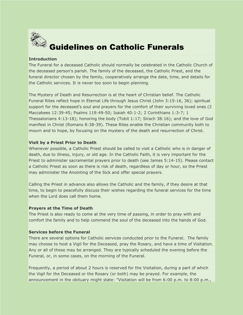 Guidelines on Catholic Funerals