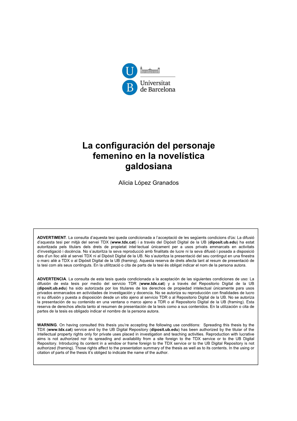 La Configuración Del Personaje Femenino En La Novelística Galdosiana