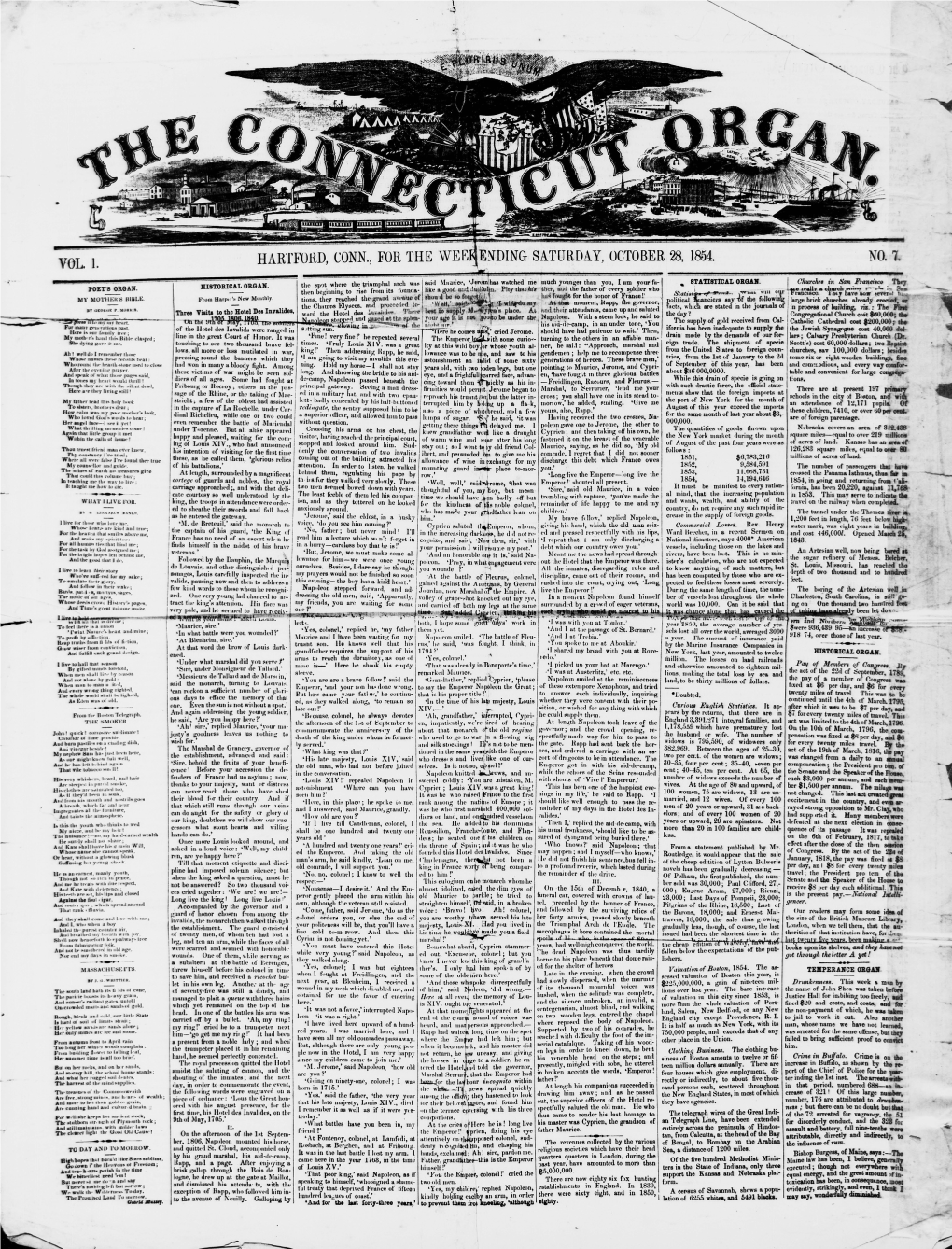 Hartford, Conn., for the We Ending Saturday, October 28, 1854