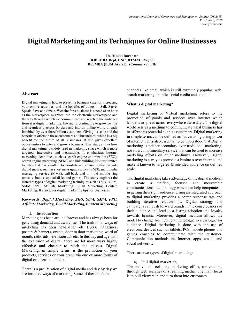 Digital Marketing and Its Techniques for Online Businesses