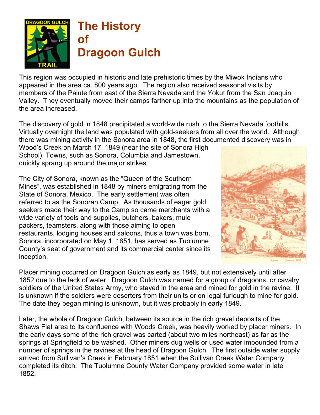 The History of Dragoon Gulch