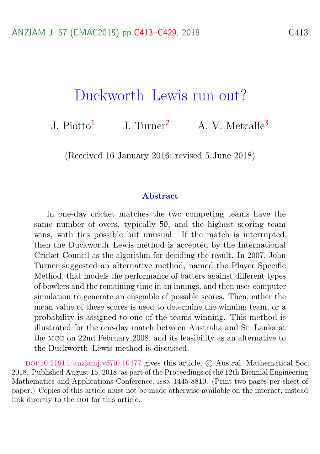 Duckworth–Lewis Run Out?