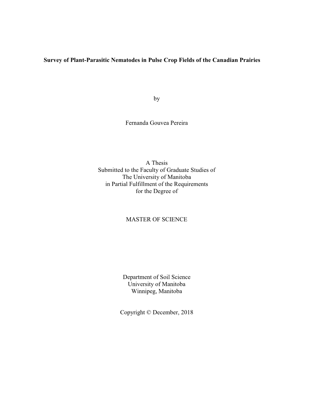 Survey of Plant-Parasitic Nematodes in Pulse Crop Fields of the Canadian Prairies