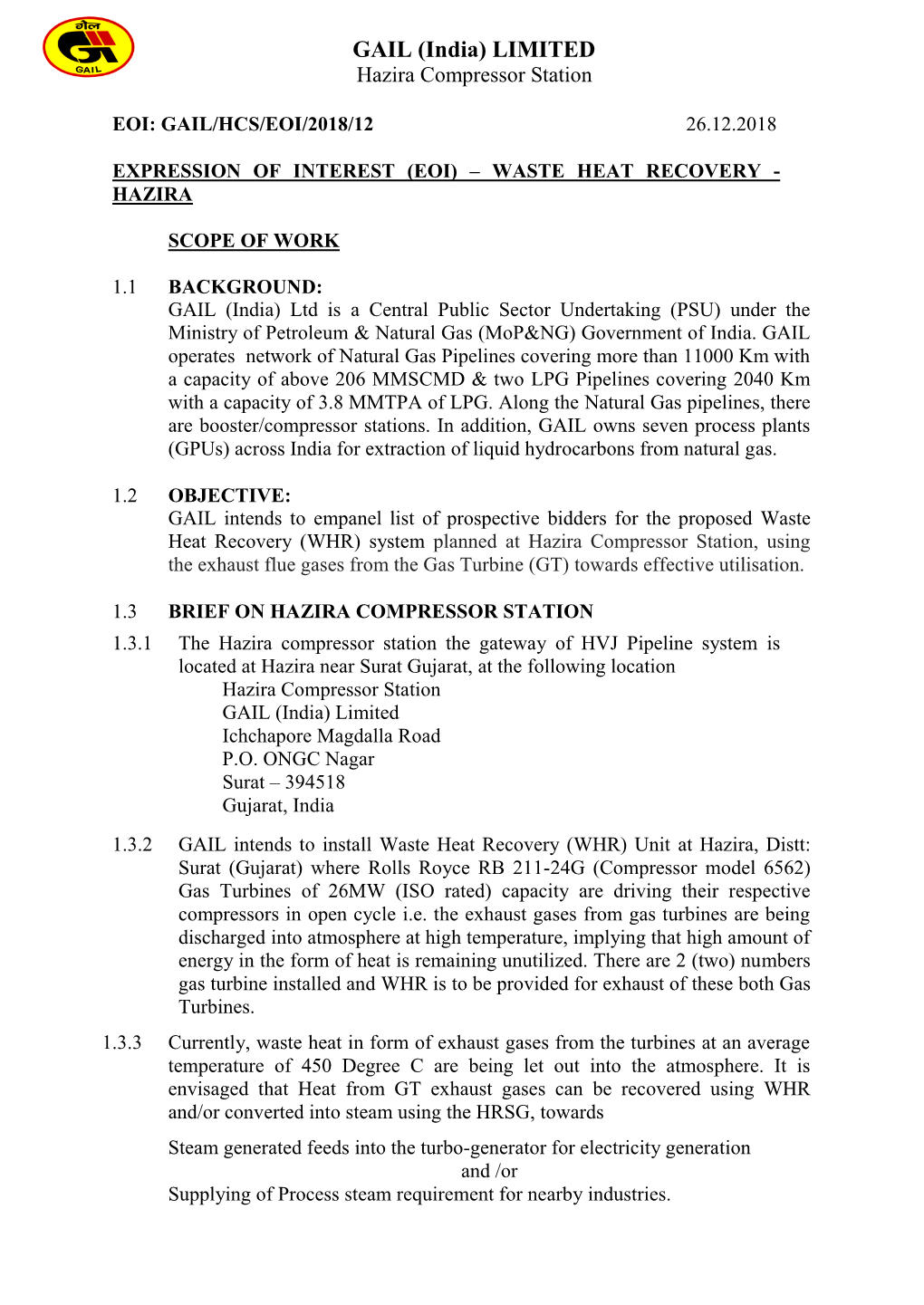 Waste Heat Recovery - Hazira