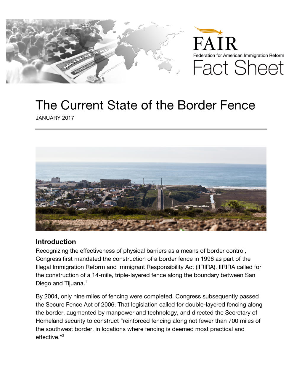 The Current State of the Border Fence JANUARY 2017