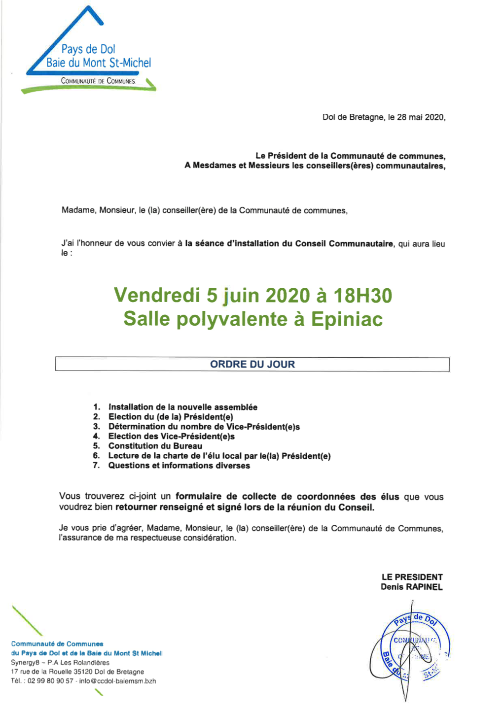 Vendredi 5 Uin 2020 À 18H30 Salle Polyvalente À Epiniac