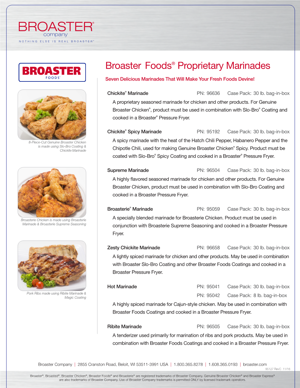 Broaster Foods® Proprietary Marinades