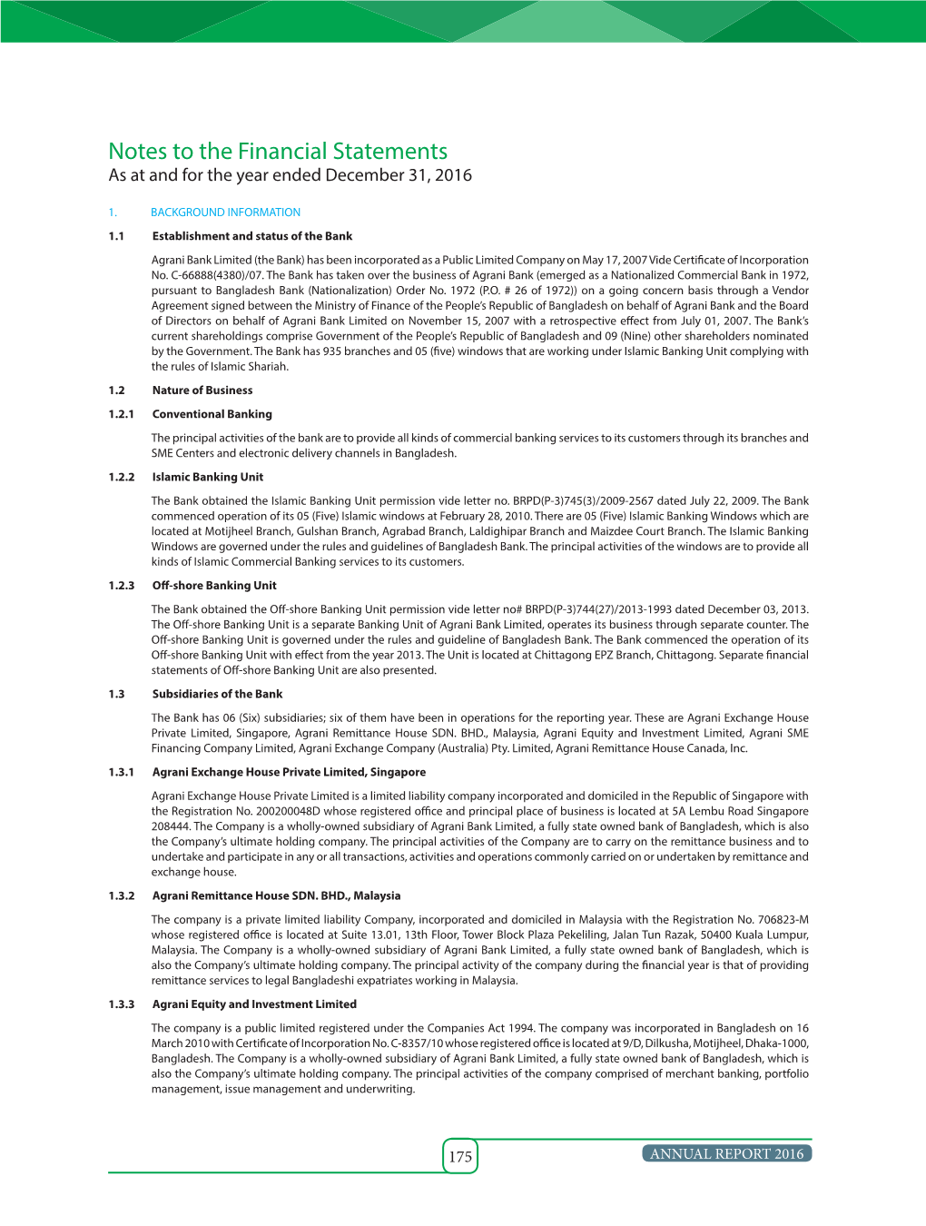 Notes to the Financial Statements As at and for the Year Ended December 31, 2016