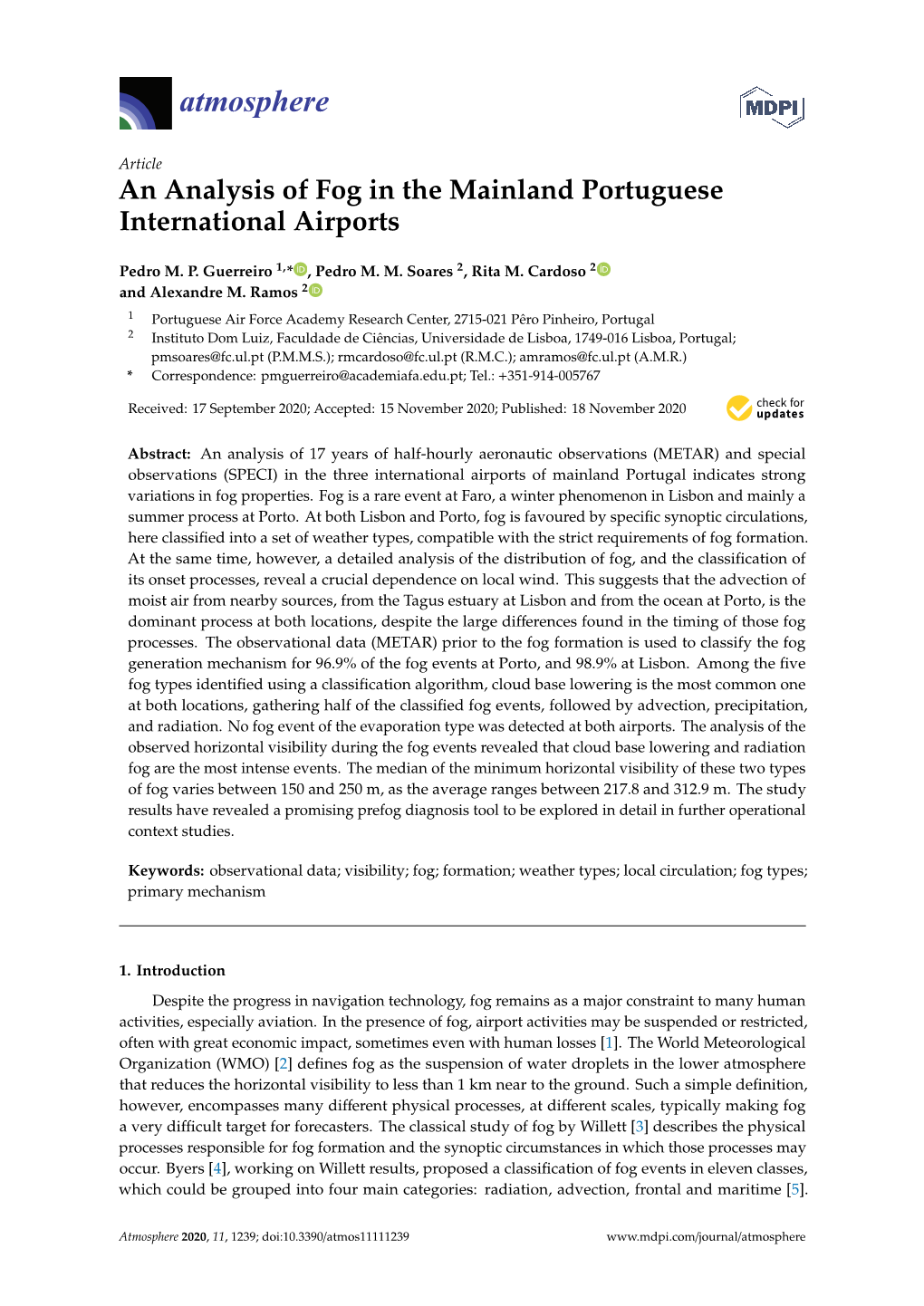 An Analysis of Fog in the Mainland Portuguese International Airports