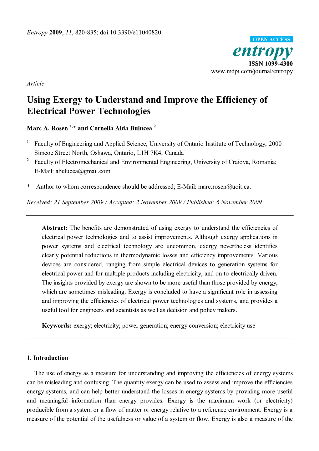 Using Exergy to Understand and Improve the Efficiency of Electrical Power Technologies