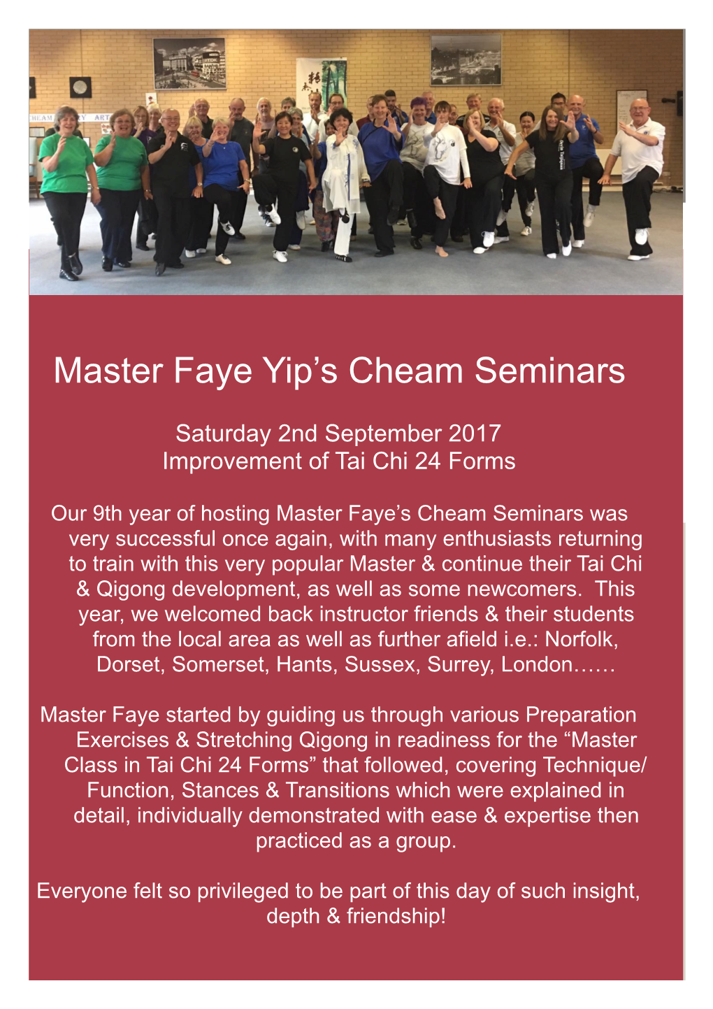 Faye's Cheam Seminars 2017