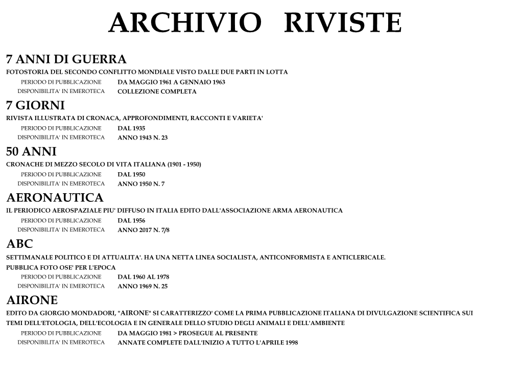 Archivio Riviste