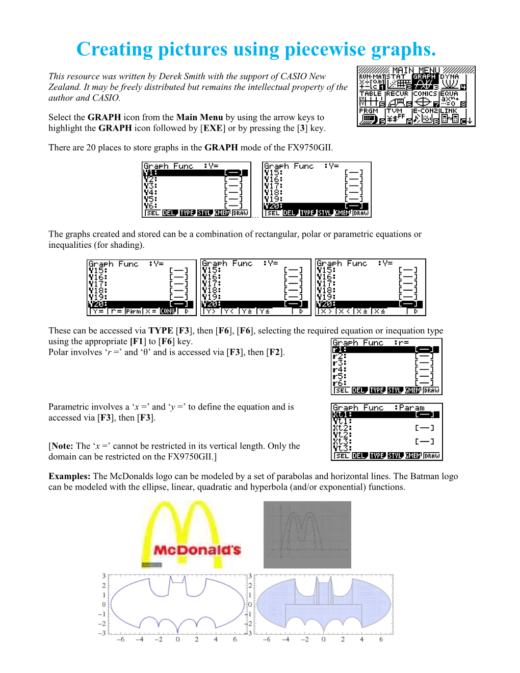 Creating Pictures Using Piecewise Graphs