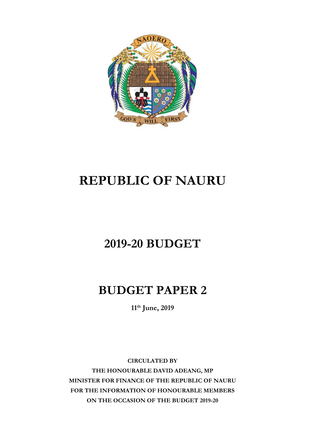 Republic of Nauru 2019-20 Budget Budget Paper 2