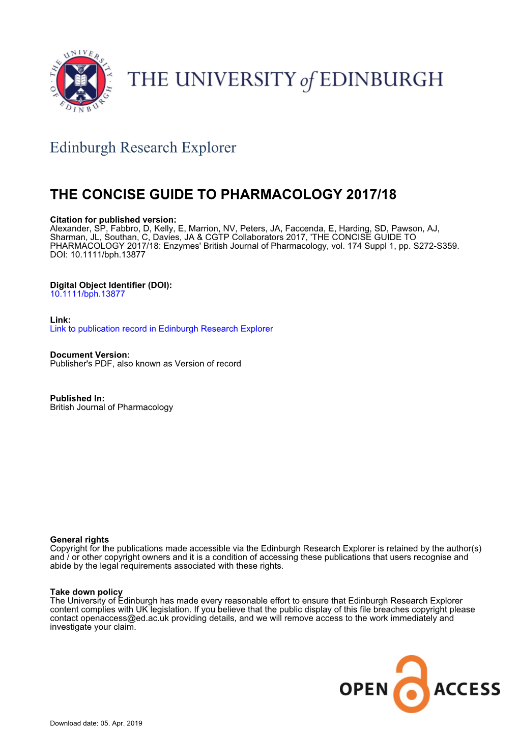 Enzymes' British Journal of Pharmacology, Vol