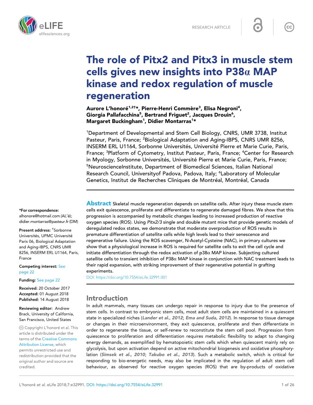 The Role of Pitx2 and Pitx3 in Muscle Stem Cells Gives New Insights