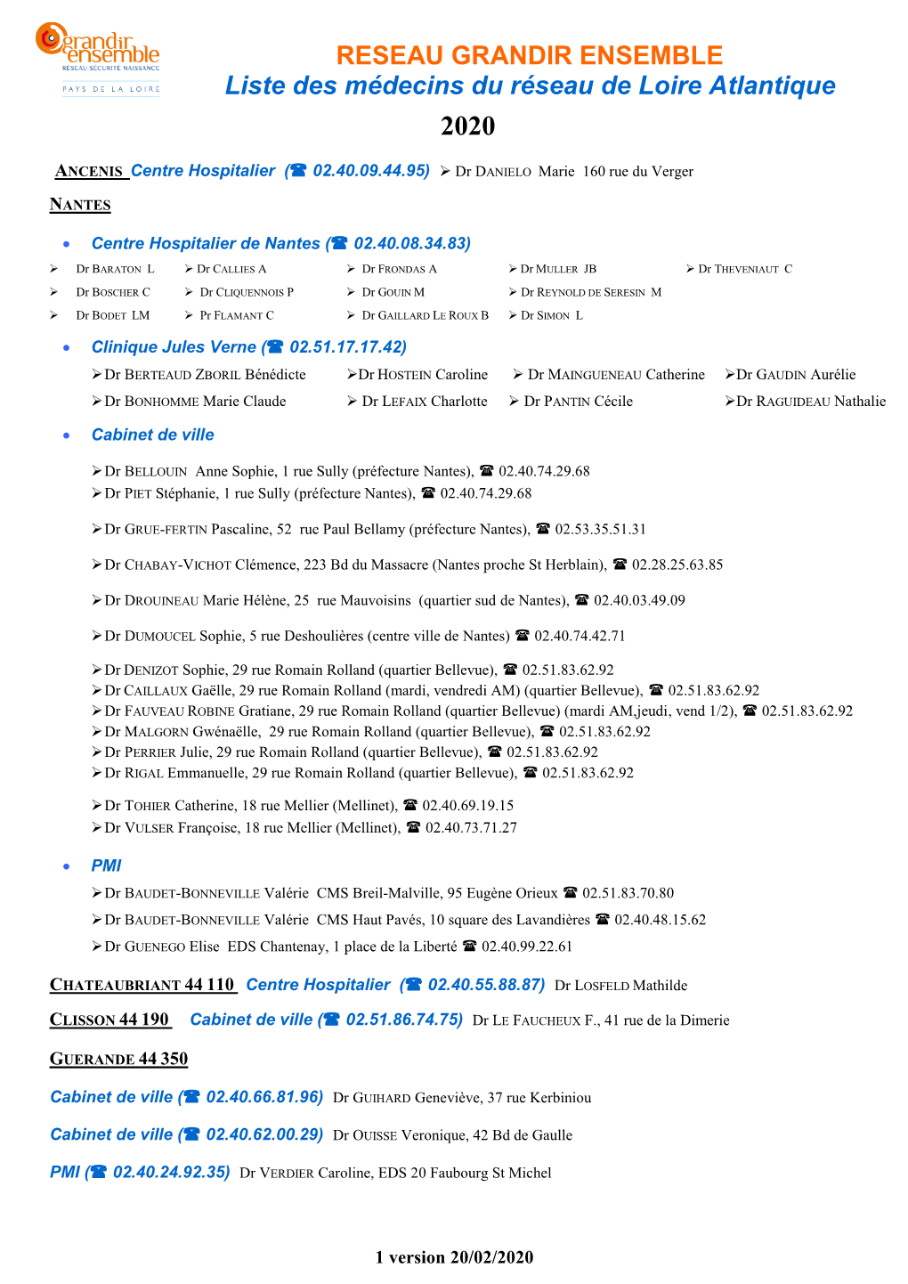 Liste Des Médecins Référents Pour Le 44