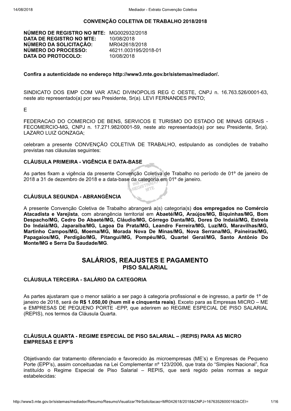 Salários, Reajustes E Pagamento Piso Salarial