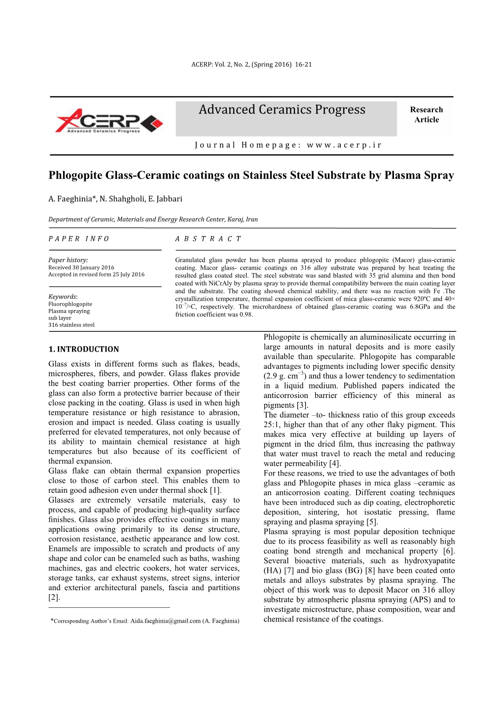 Phlogopite Glass-Ceramic Coatings on Stainless Steel Substrate by Plasma Spray