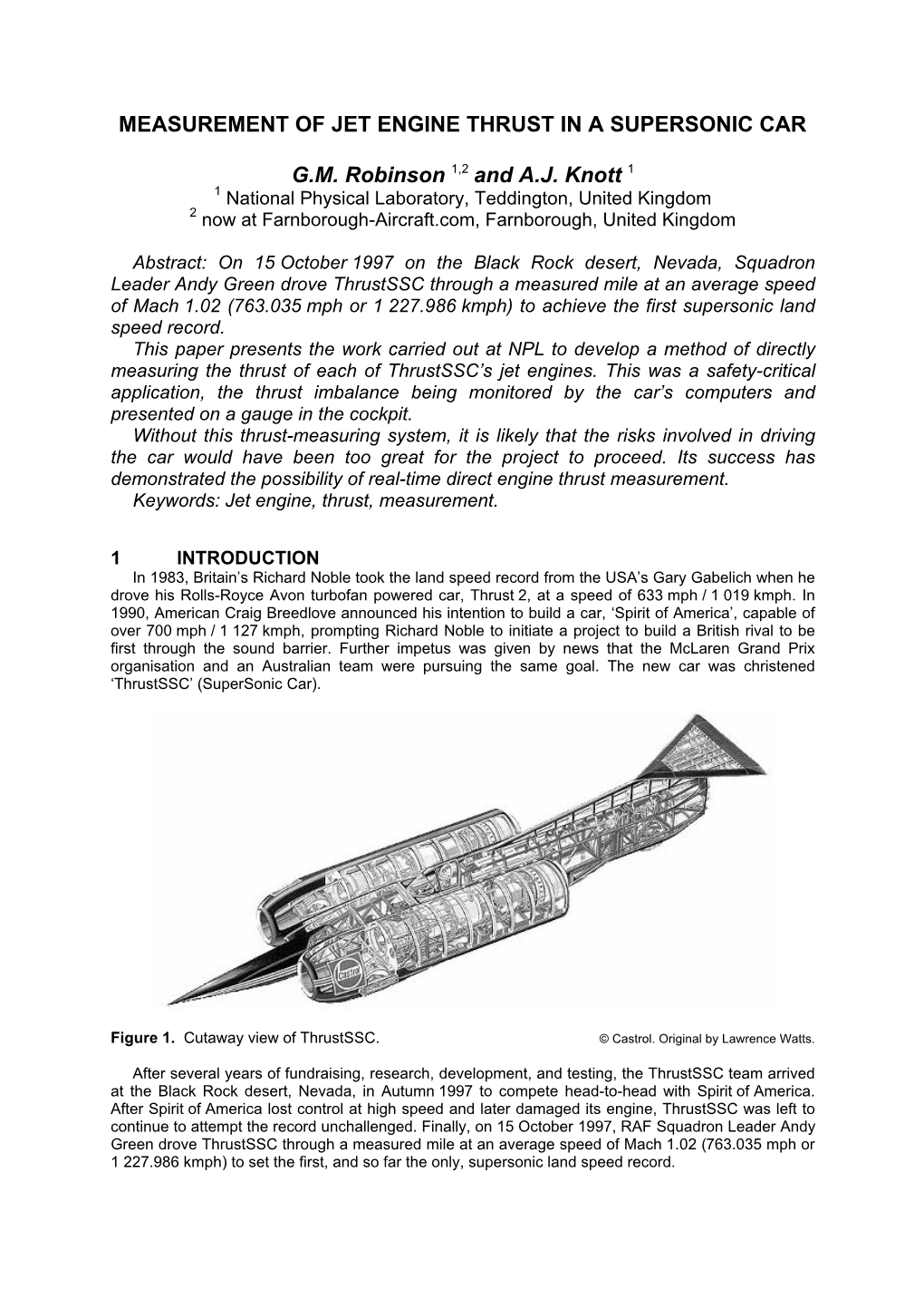 Measurement of Jet Engine Thrust in a Supersonic Car