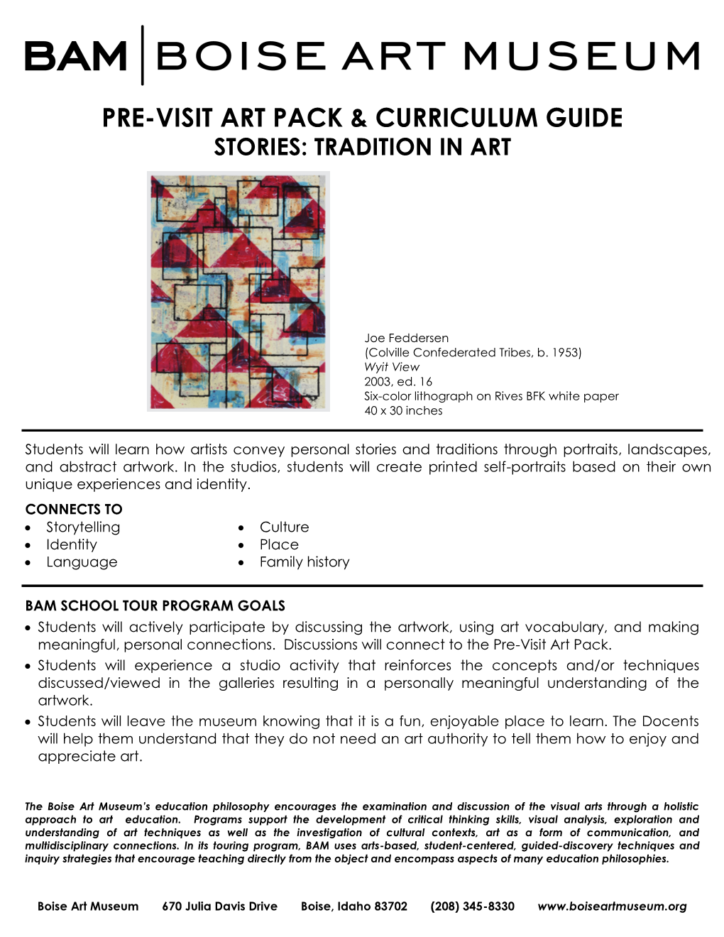 Pre-Visit Art Pack & Curriculum Guide
