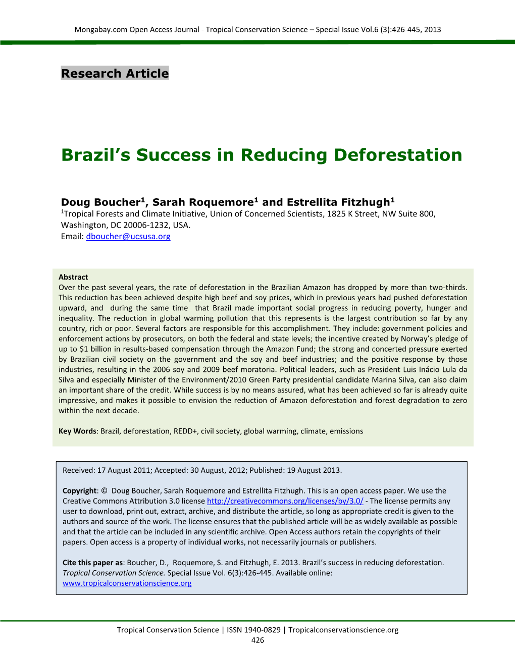 Brazil's Success in Reducing Deforestation