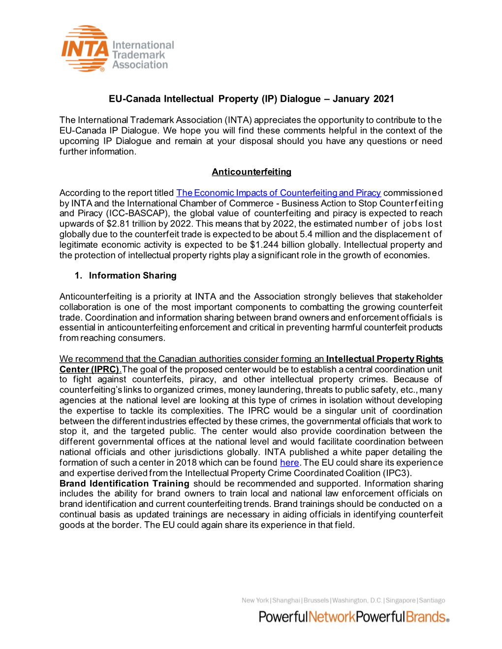 EU-Canada Intellectual Property (IP) Dialogue – January 2021