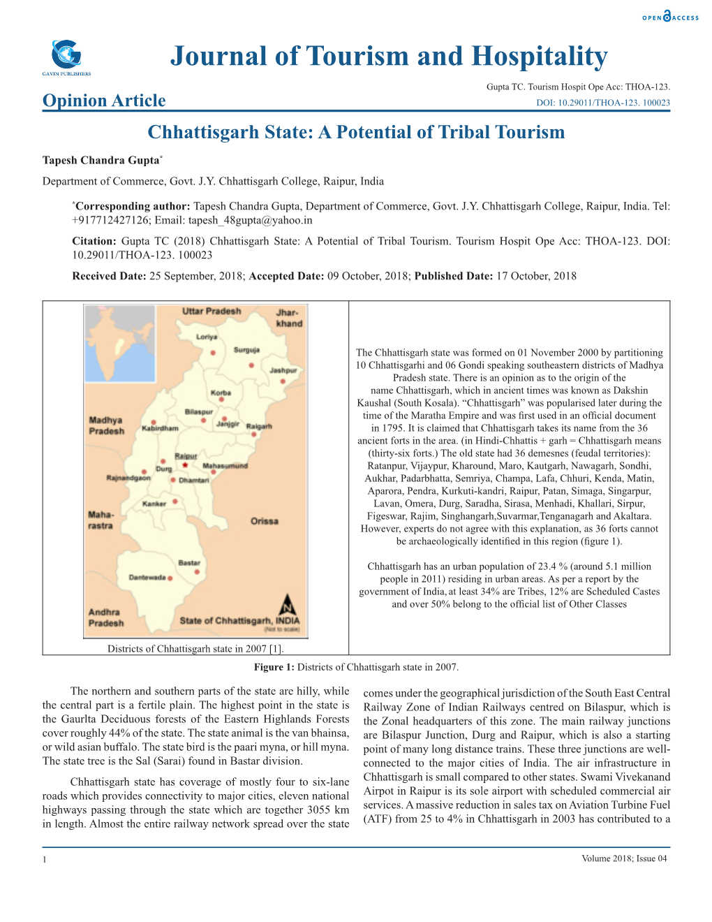 Journal of Tourism and Hospitality Gupta TC