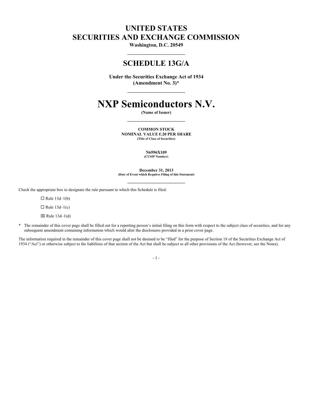 NXP Semiconductors N.V. (Name of Issuer)