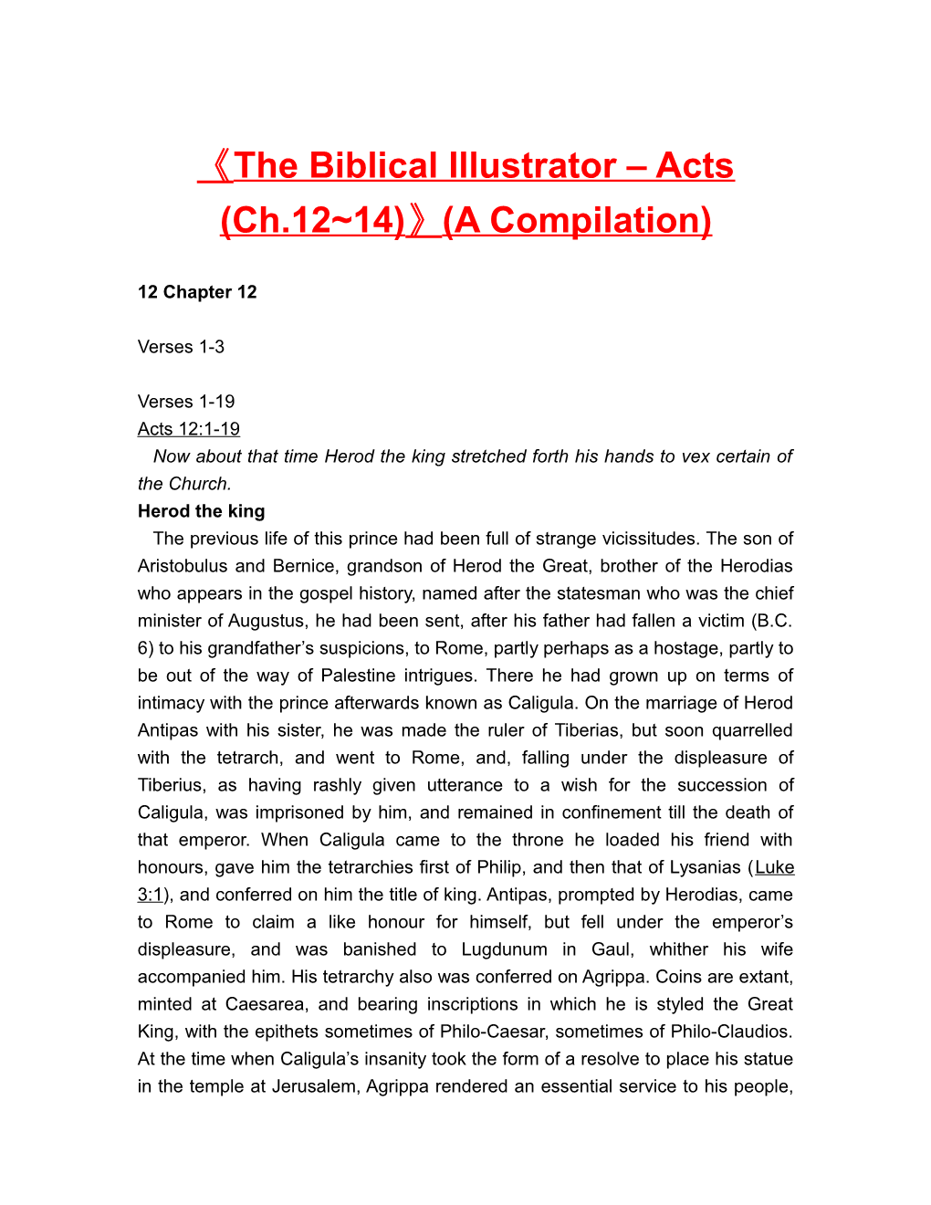 The Biblical Illustrator Acts (Ch.12 14) (A Compilation)