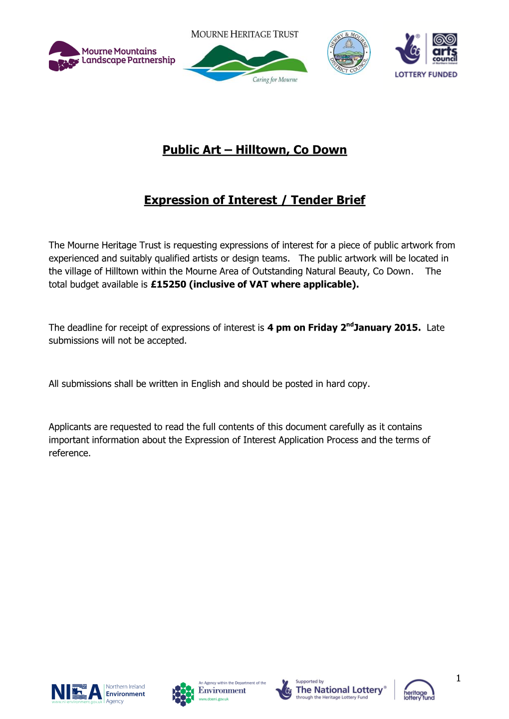 Public Art – Hilltown, Co Down Expression of Interest / Tender Brief