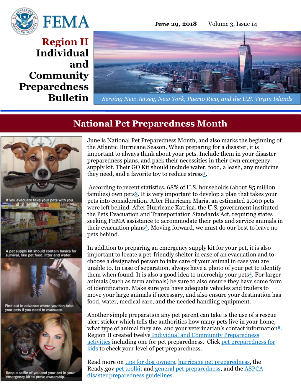 Region II Individual and Community Preparedness Bulletin Serving New Jersey, New York, Puerto Rico, and the U.S