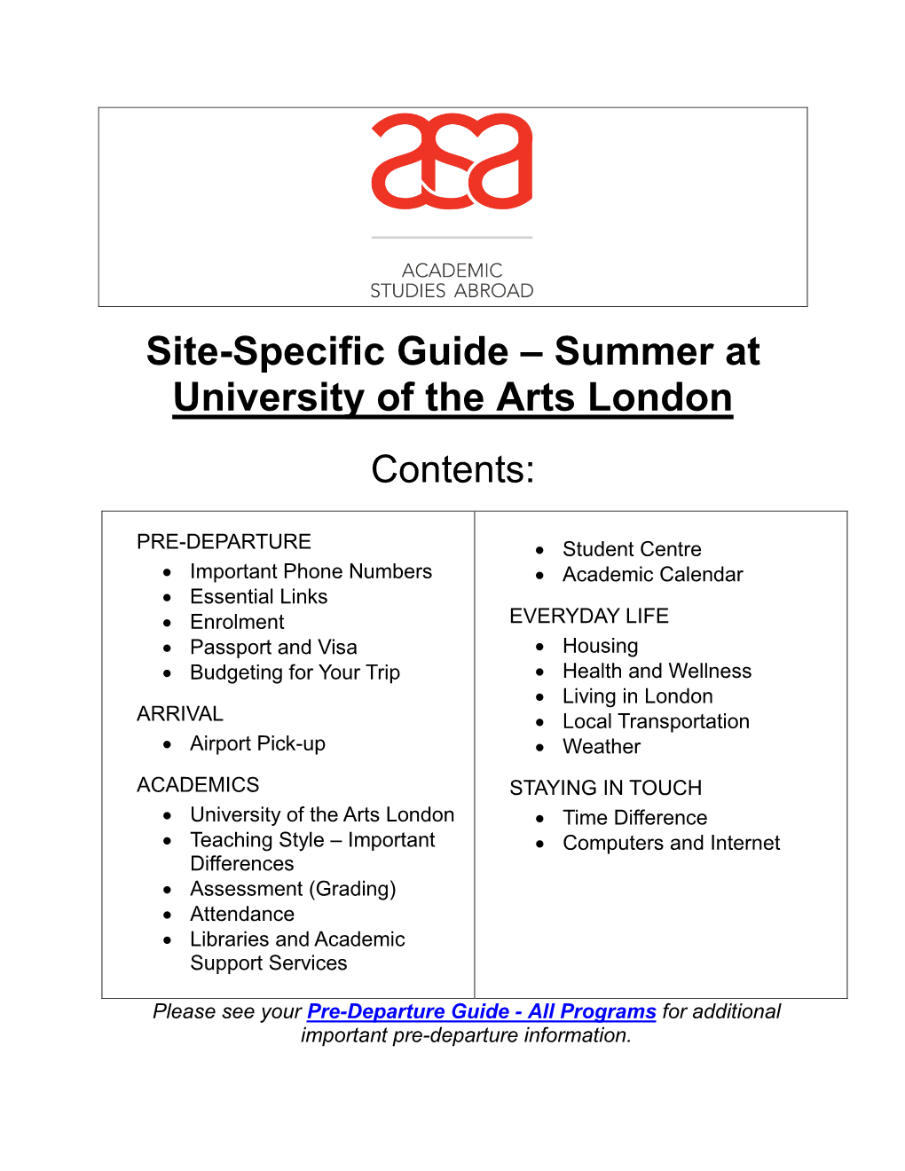 Site-Specific Guide – Summer at University of the Arts London