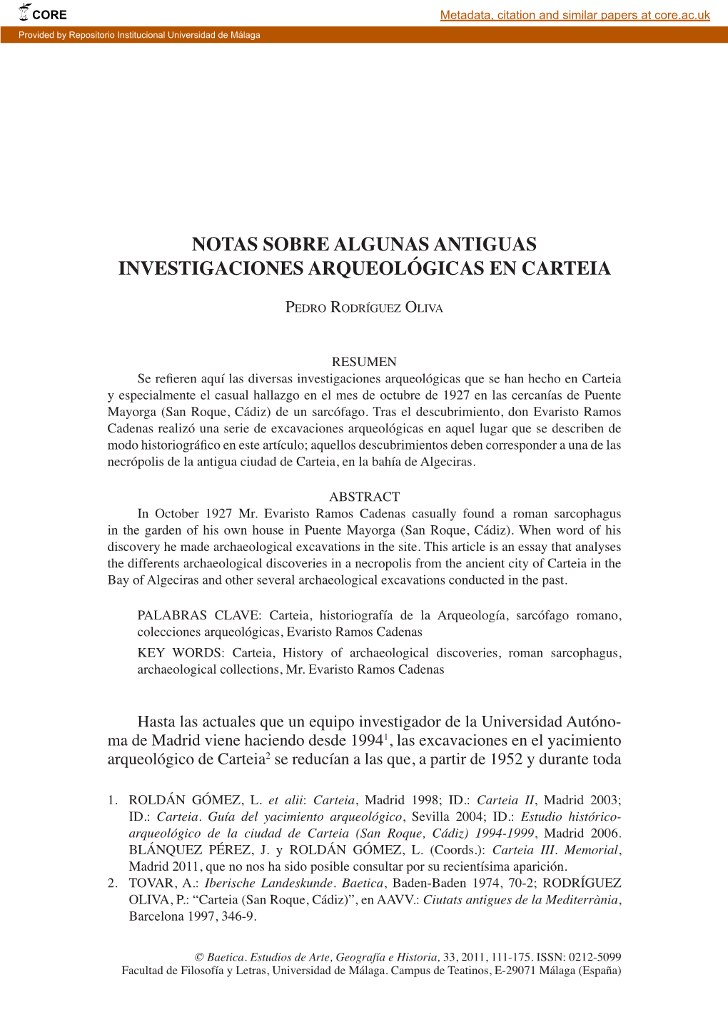 Notas Sobre Algunas Antiguas Investigaciones