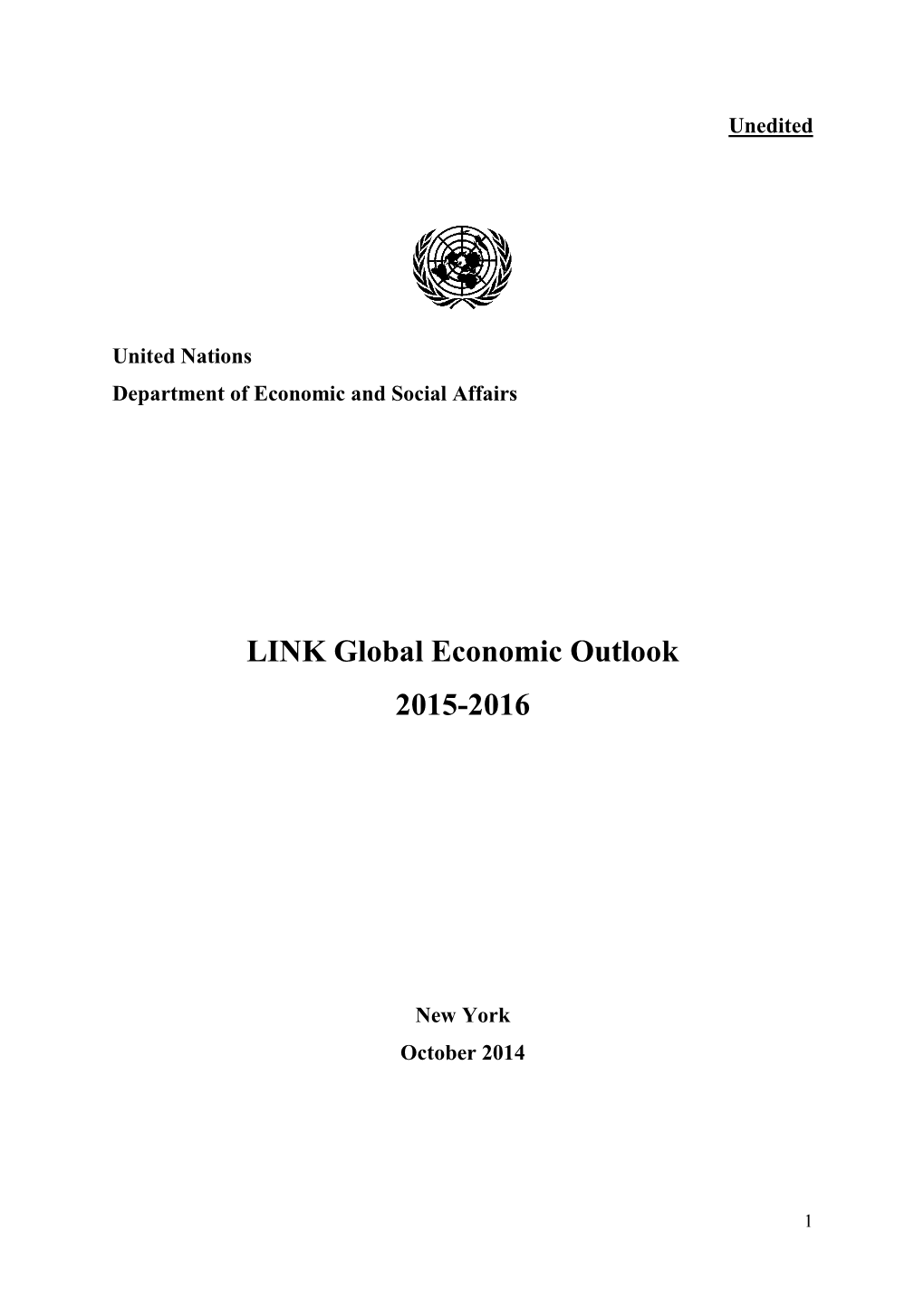 LINK Global Economic Outlook 2015-2016