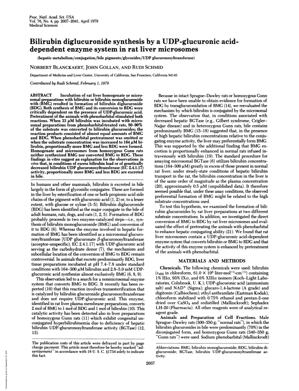 Bilirubin Diglucuronide Synthesis by a UDP-Glucuronic Acid