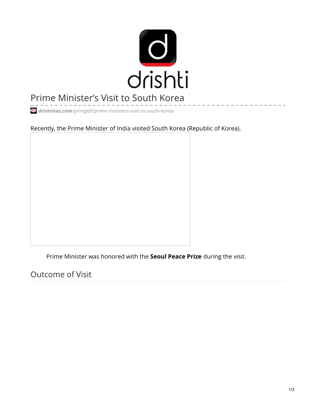 Prime Minister's Visit to South Korea