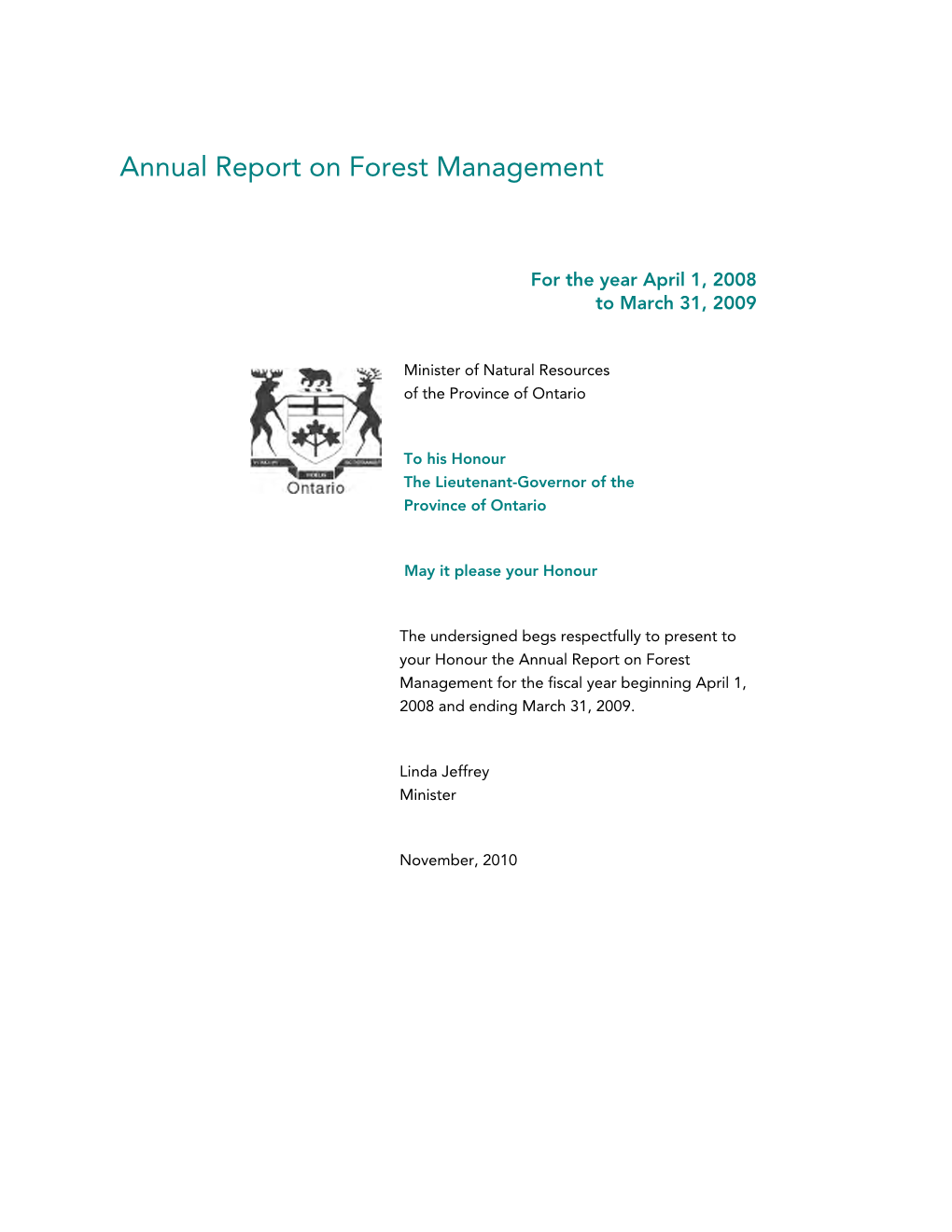 Annual Report on Forest Management