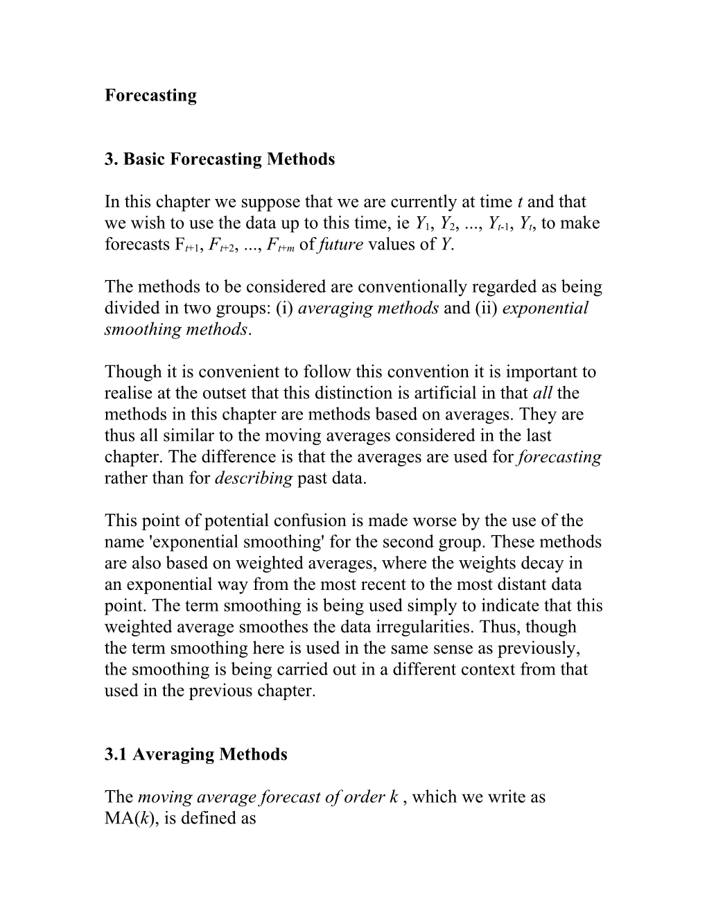 3. Basic Forecasting Methods