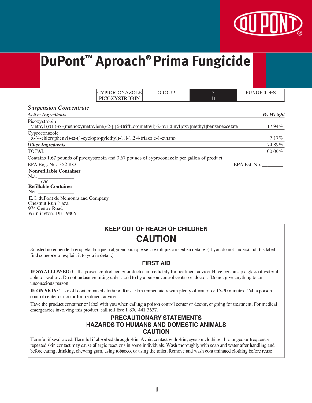 Dupont™ Aproach® Prima Fungicide