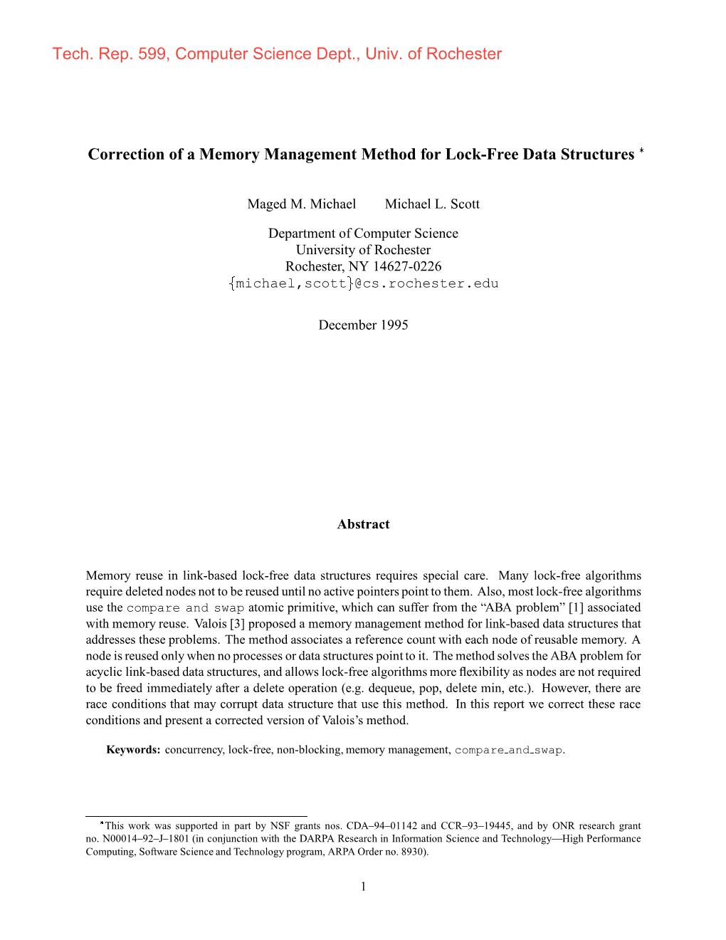 Correction of a Memory Management Method for Lock-Free Data Structures