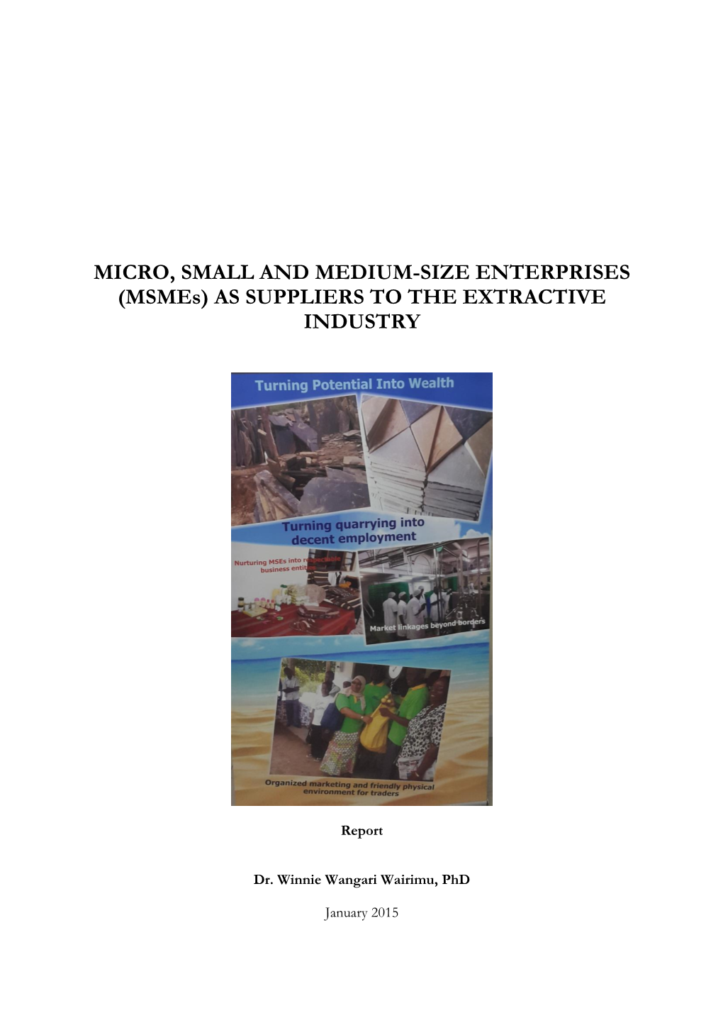 (Msmes) AS SUPPLIERS to the EXTRACTIVE INDUSTRY