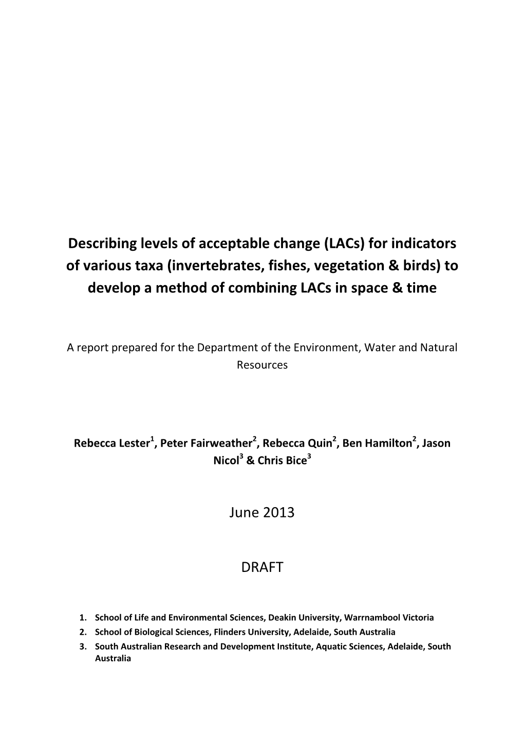 Describing Levels of Acceptable Change (Lacs) For