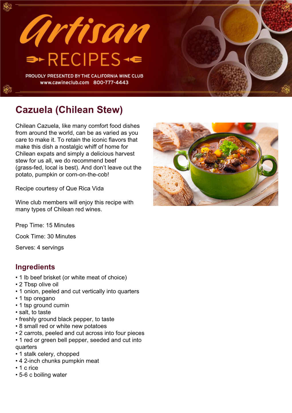 Cazuela (Chilean Stew)