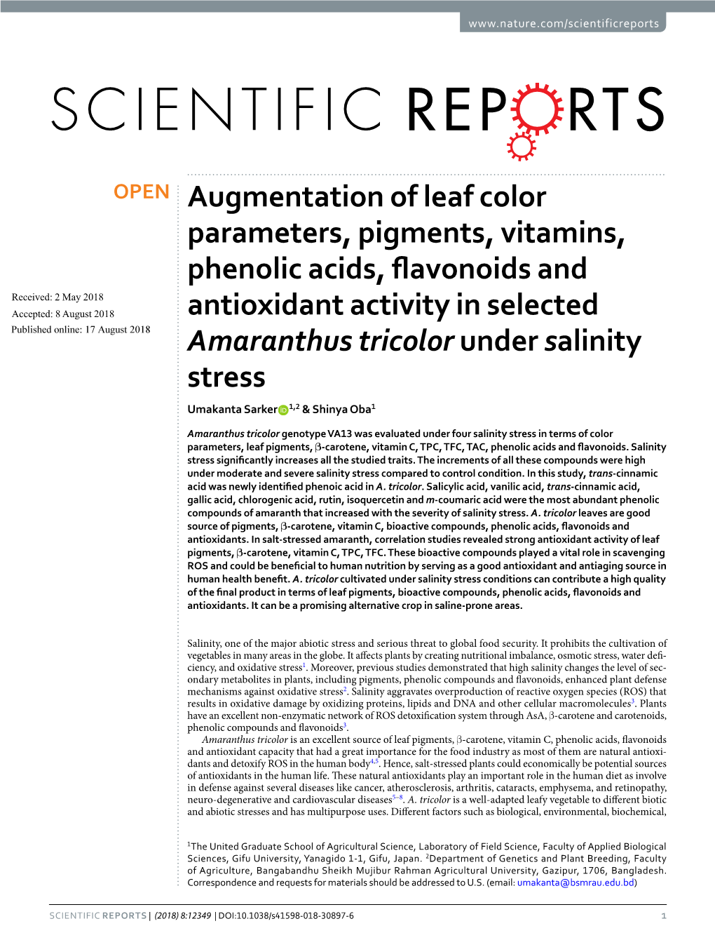 Augmentation of Leaf Color Parameters, Pigments, Vitamins, Phenolic Acids