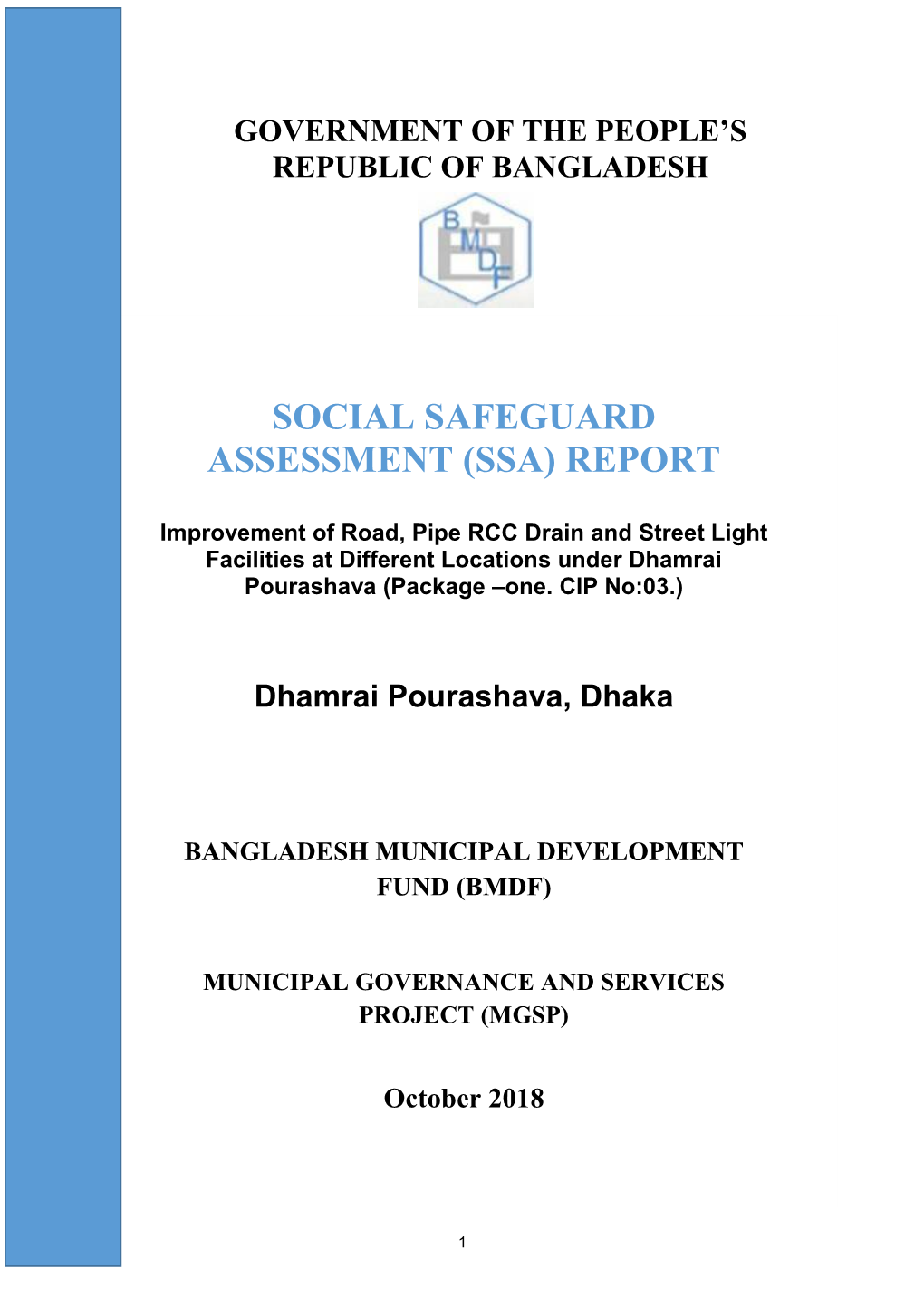 Social Safeguard Assessment (Ssa) Report