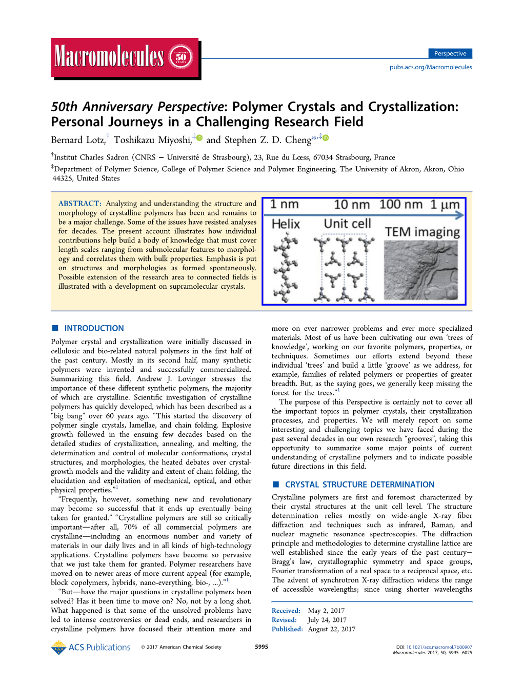 50Th Anniversary Perspective: Polymer Crystals and Crystallization: Personal Journeys in a Challenging Research Field